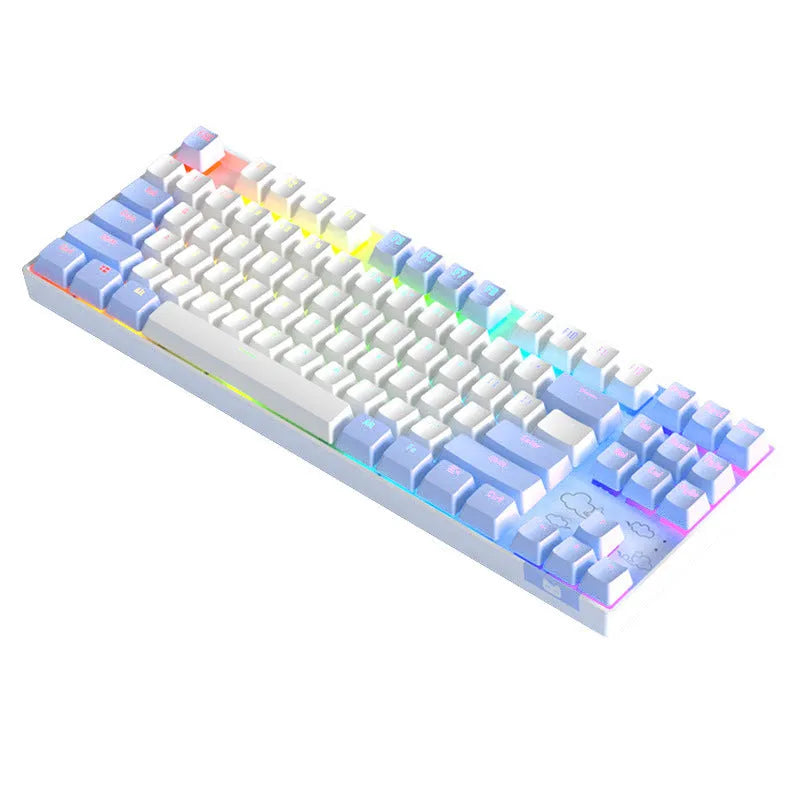 Wireless Bluetooth mechanical keyboard with metal board in blue or purple colour options