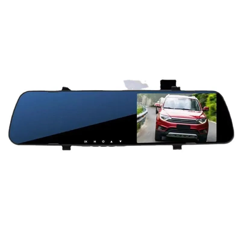 1080P HD rearview mirror driving recorder with 2.4-inch display, 100-degree lens, and black edged dual lens option