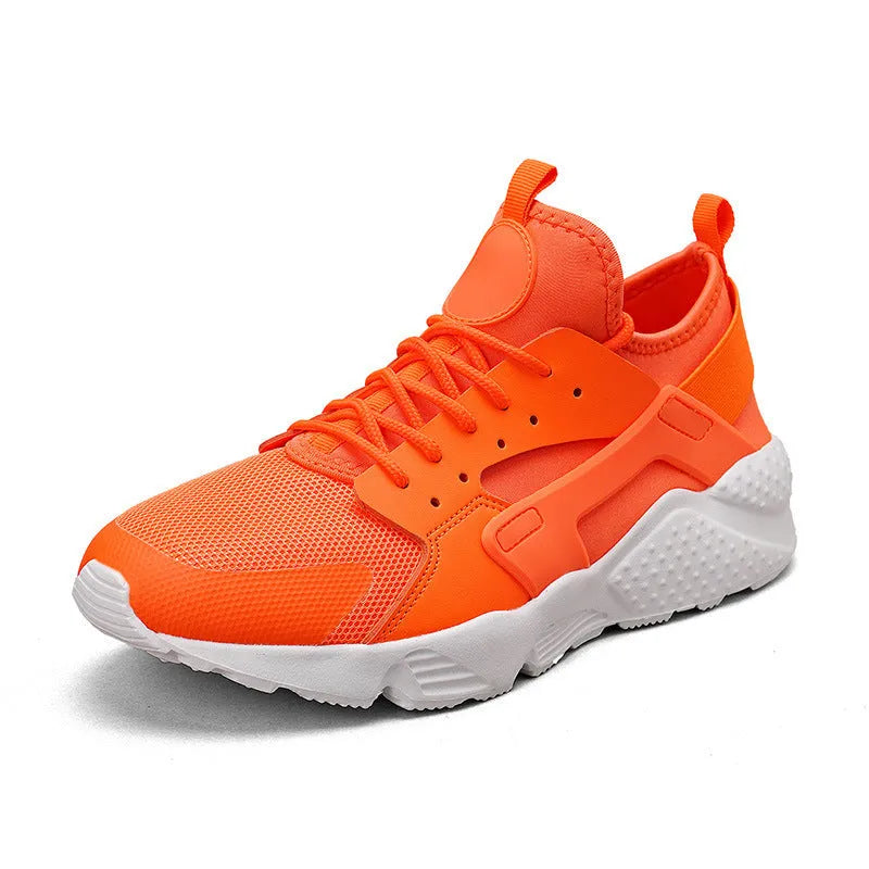 Men's low top mesh sneakers in fluorescent colours on a flat sole