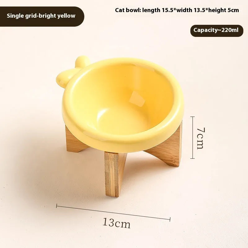Porcelain cat drinking water bowl in bright red single grid configuration on surface
