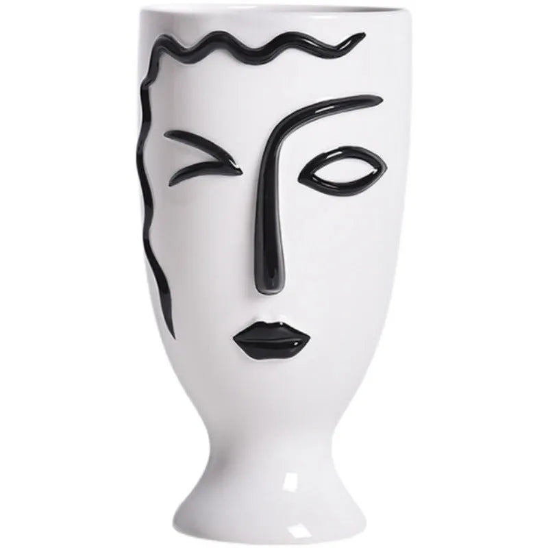 Modern minimalist ceramic vase with painted finish on a shelf, available in large or small size for home decoration
