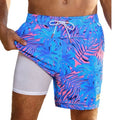 Men's loose fit quick-drying swimming trunks in a floral print design.