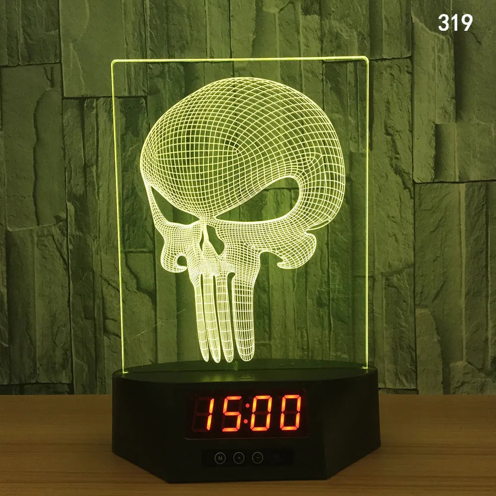 Dolphin-shaped 3D night light table lamp with wireless charging pad and remote control on wooden surface