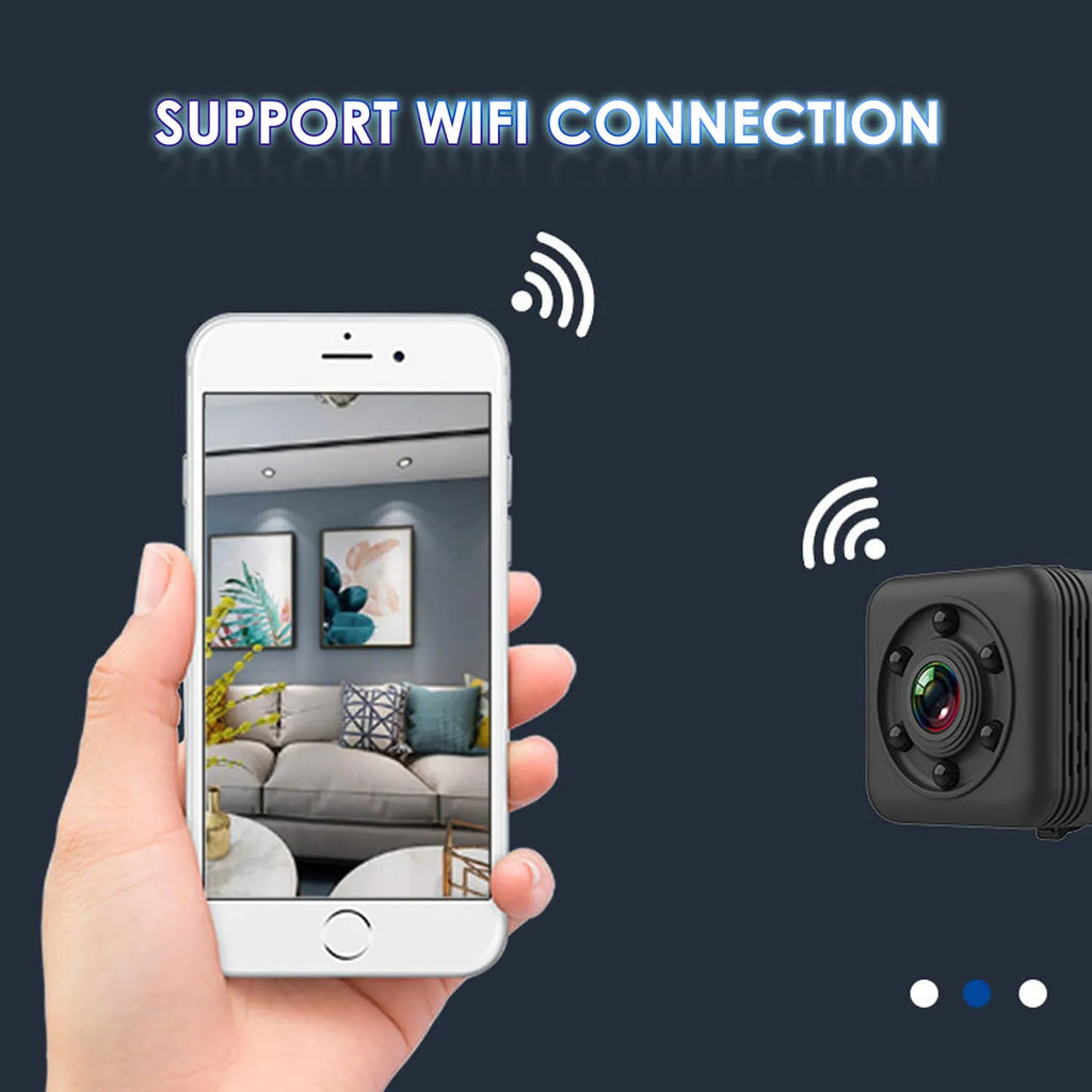 Black SQ29 waterproof sports camera shown with MicroUSB port and support for 32GB TF cards.
