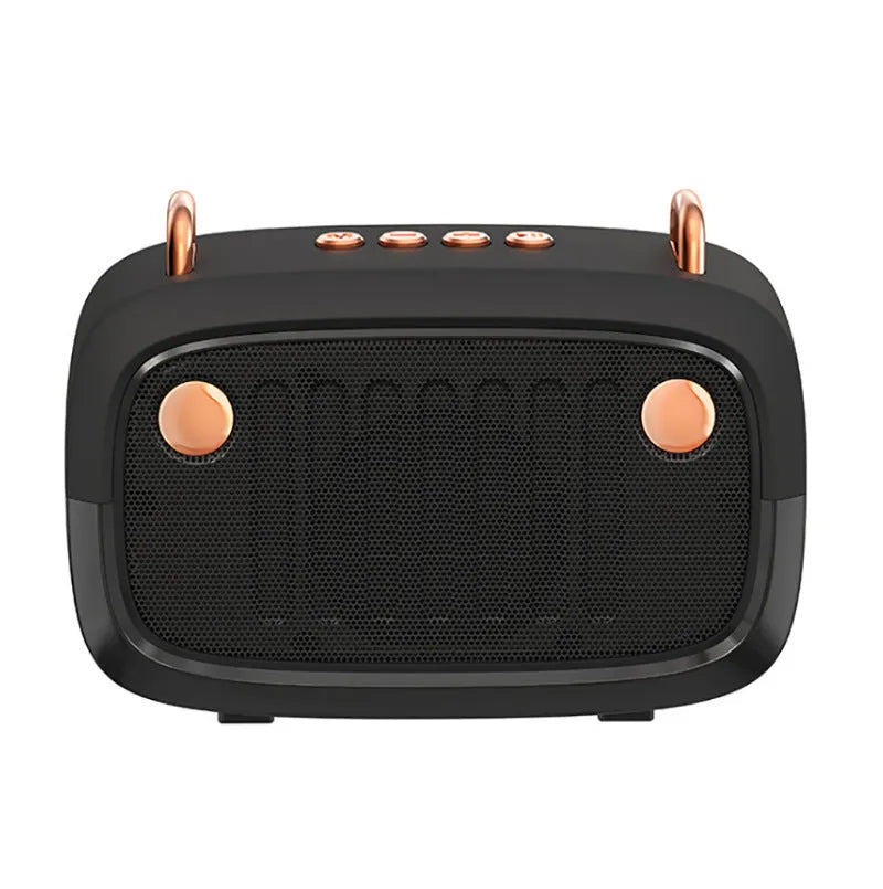 Compact rectangular portable Bluetooth speaker in multiple colours showing USB port and control buttons.