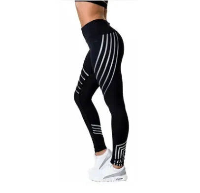 Women's milk silk workout leggings with printed pattern in black and white colour options