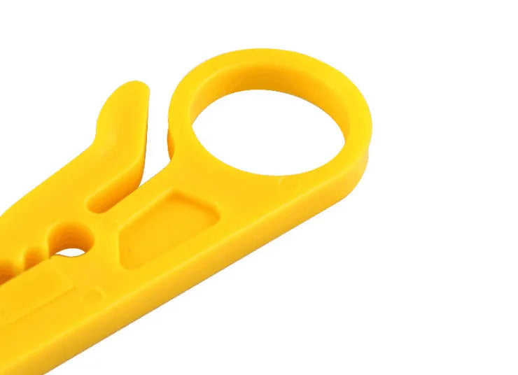 Yellow mini portable wire stripper tool for 0.6mm electrical and data cables.