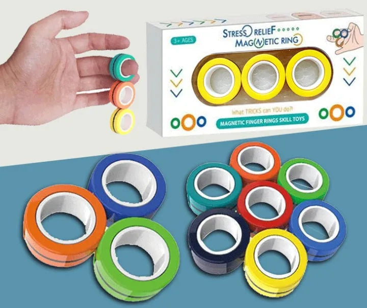 Magnetic finger rotating ring plastic fidget toy 1.8cm inner 3.2cm outer diameter