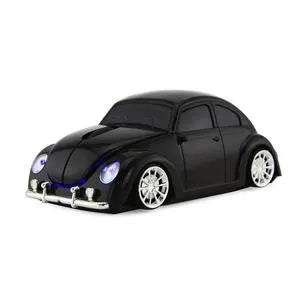Wireless beetle car mouse in black with 2.4GHz USB receiver, 1000 DPI, for desktop
