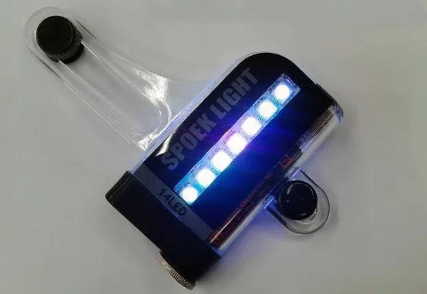 14 LED motorcycle bike light with RGB full colour 7 front and 7 back LEDs and 32 modes