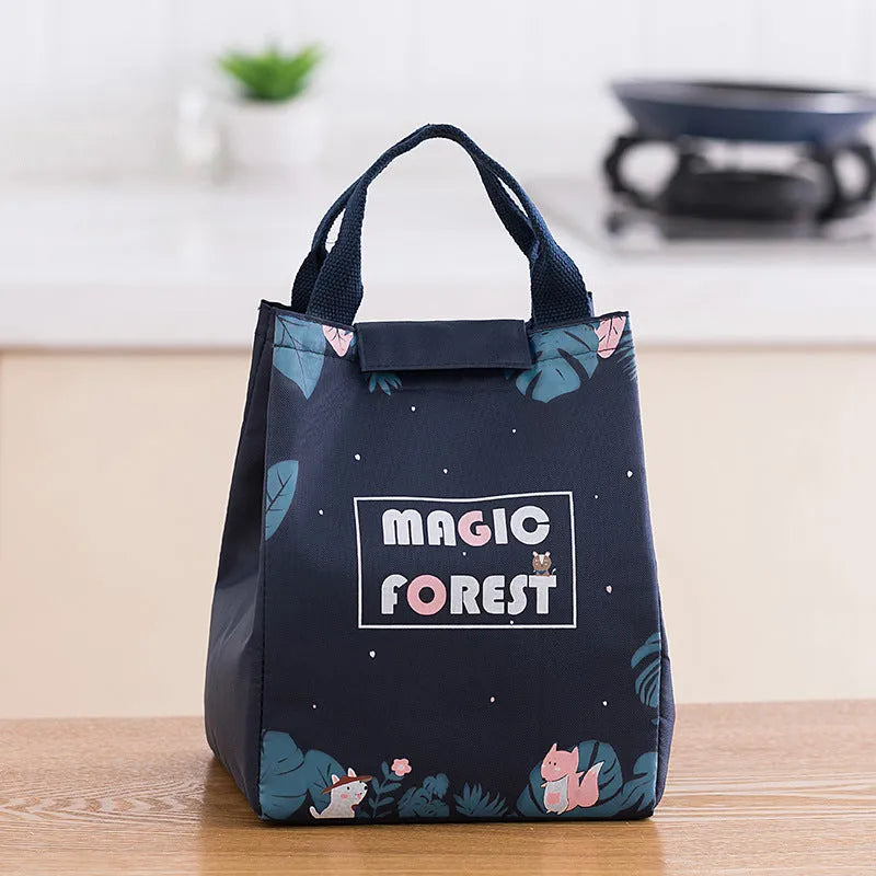 Thickened thermal insulation lunch box bag in Oxford cloth with grey unicorn colour pattern