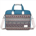 Ethnic style canvas laptop bag for 15.6 inch notebook with zip pocket and document bag in light grey