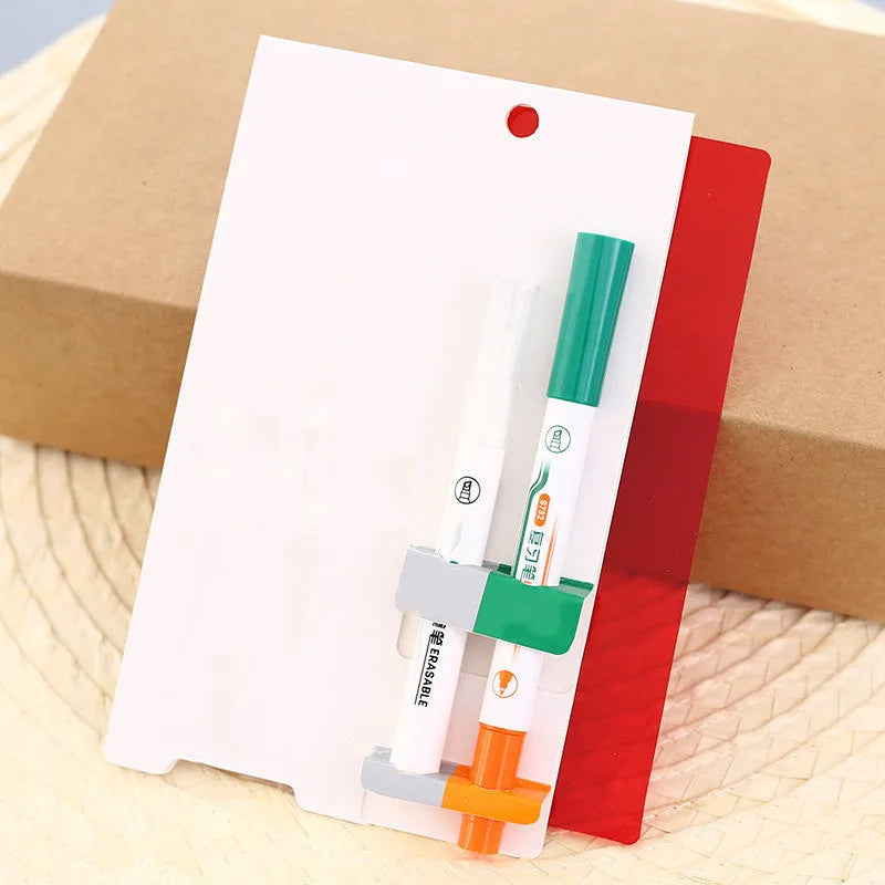 Green erasable highlighter and pen set with eraser, plastic shell and card packing
