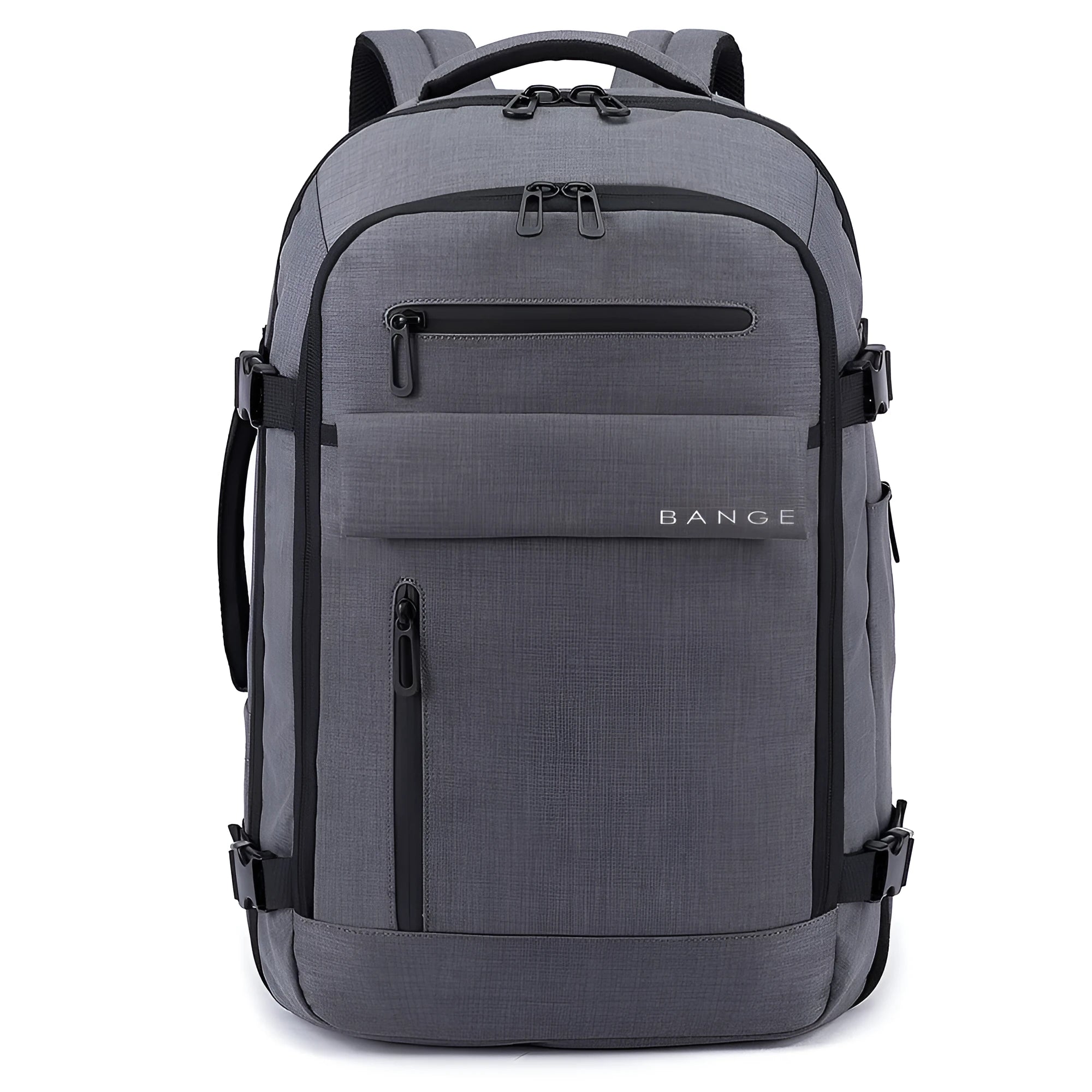 Waterproof men's computer backpack in black with Oxford cloth exterior, large capacity, and air cushion straps