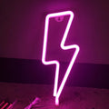 LED lightning bolt neon light, 34cm x 13cm PVC wall decoration in blue, colourful, pink, purple, red, warm light or white