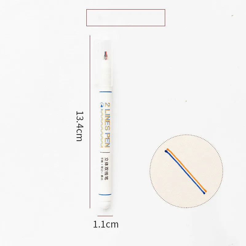 Two-colour student highlighter pen with 0.5mm tip and 13.4cm plastic body