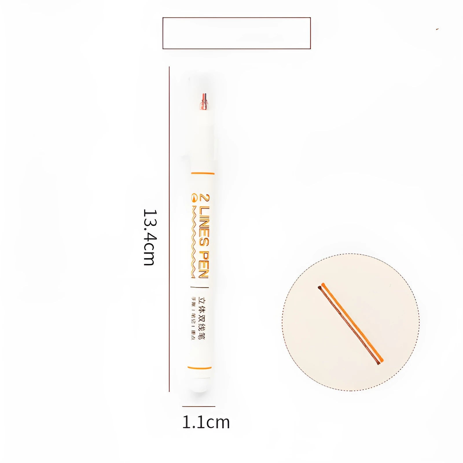 Two-colour student highlighter pen with 0.5mm tip and 13.4cm plastic body