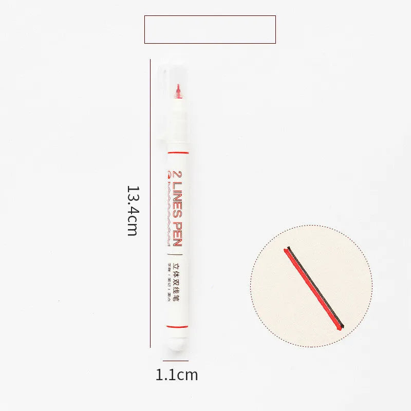 Two-colour student highlighter pen with 0.5mm tip and 13.4cm plastic body