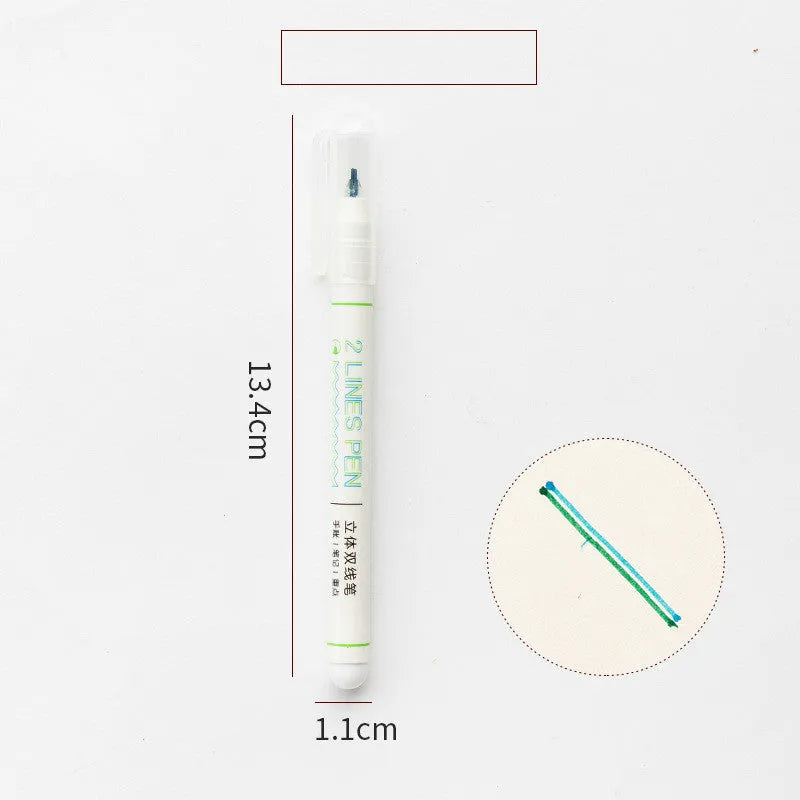 Two-colour student highlighter pen with 0.5mm tip and 13.4cm plastic body