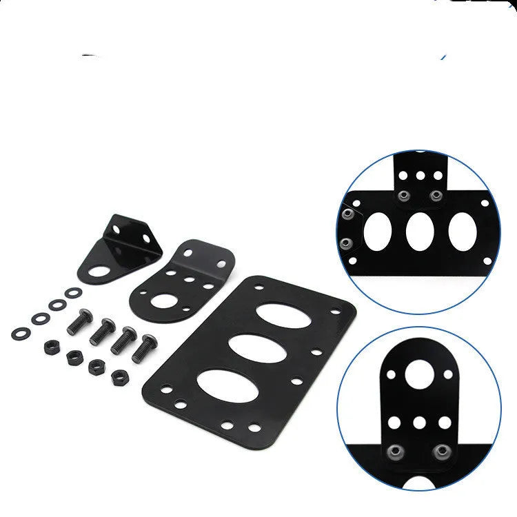Black aluminium motorcycle side direction taillight and 7 x 4 inch licence plate bracket with seven-fin 12V light.