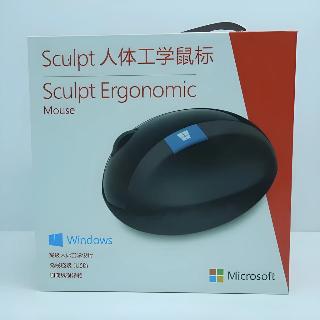 Microsoft wireless ergonomic mouse black colour with 1000 DPI optical sensor, 2.4GHz USB receiver, normal size 100-120mm