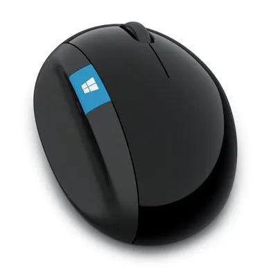 Microsoft wireless ergonomic mouse black colour with 1000 DPI optical sensor, 2.4GHz USB receiver, normal size 100-120mm