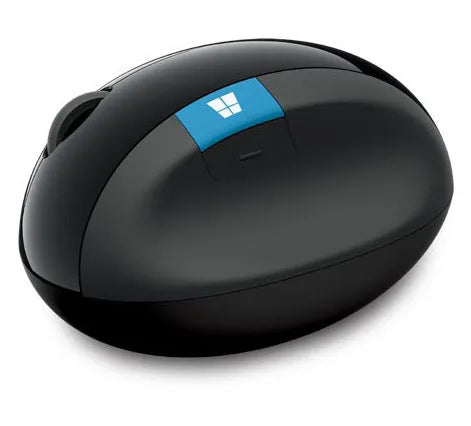 Microsoft wireless ergonomic mouse black colour with 1000 DPI optical sensor, 2.4GHz USB receiver, normal size 100-120mm