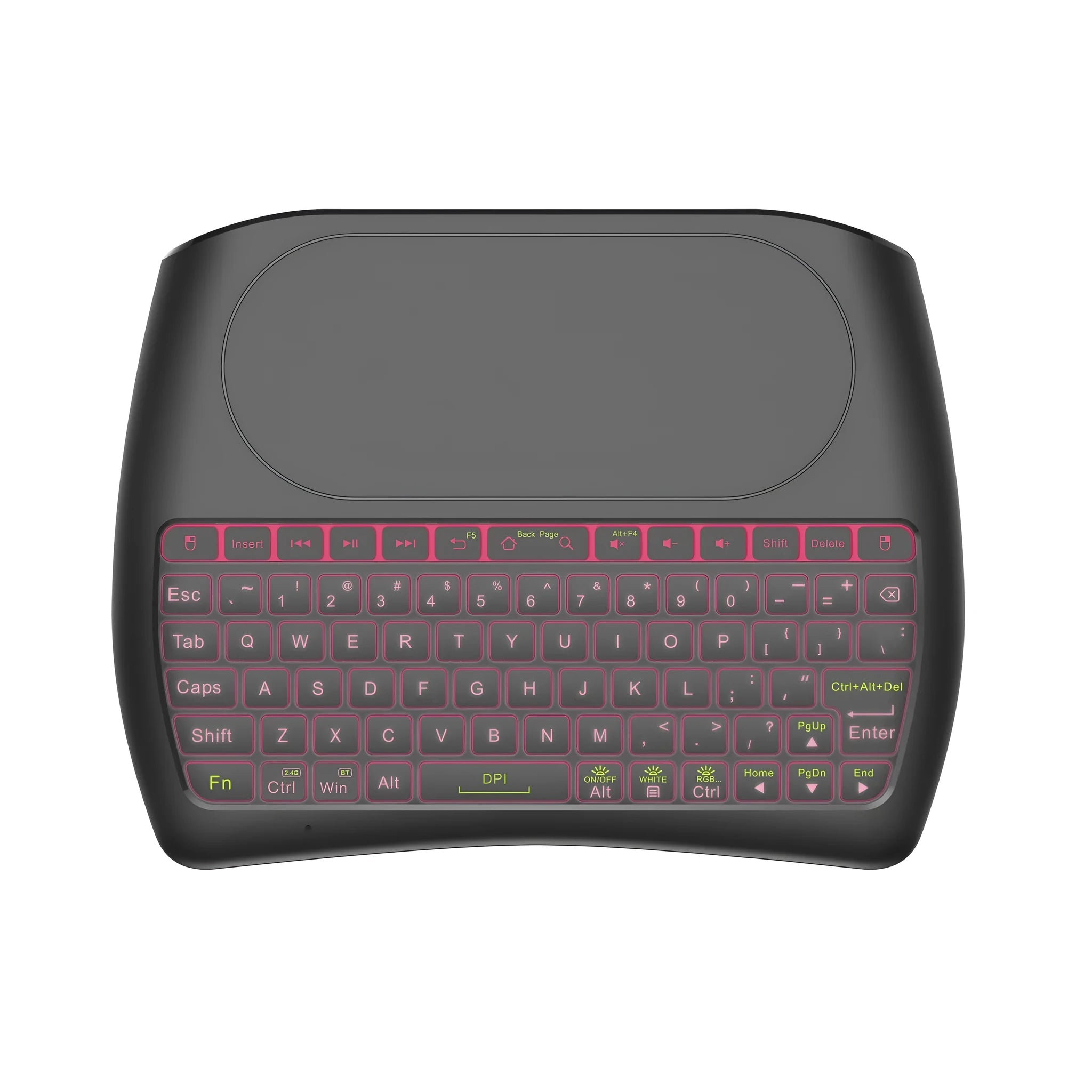 D8 wireless mini keyboard with seven-color backlit keys and dual-mode Bluetooth and 2.4G connectivity