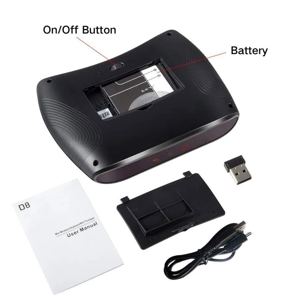 D8 wireless mini keyboard with seven-color backlit keys and dual-mode Bluetooth and 2.4G connectivity