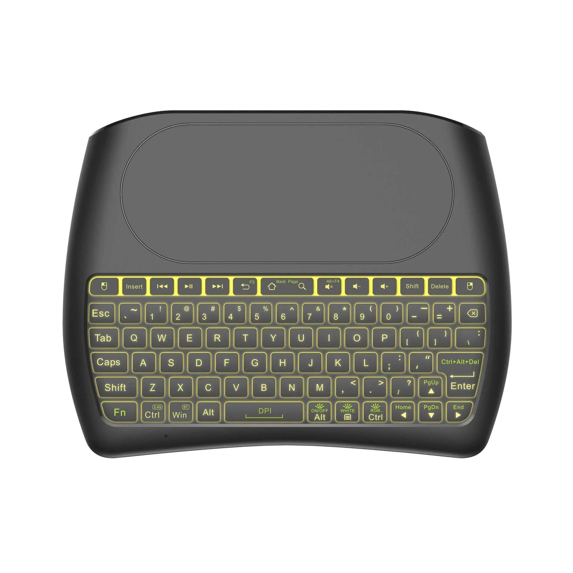 D8 wireless mini keyboard with seven-color backlit keys and dual-mode Bluetooth and 2.4G connectivity