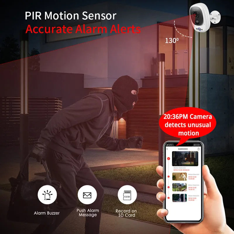 White dome wireless security camera with 1080p HD resolution and infrared night vision for indoor surveillance