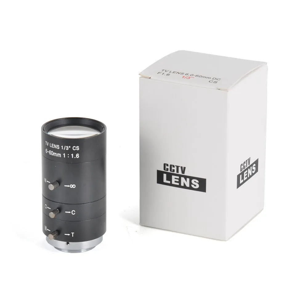 Black manual aperture 6-60mm CS mount camera lens for surveillance cameras