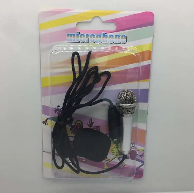 Mini condenser karaoke microphone with 3.5mm connector in blue, gold, red, or silver colour options