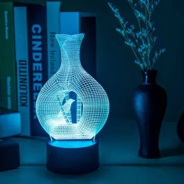 3D acrylic LED night light with colour-changing display on ABS base
