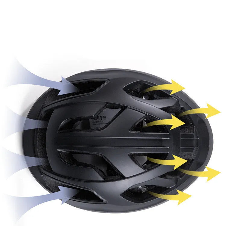 Bicycle helmet with LED rechargeable taillight, integrally-moulded PC EPS shell, 17 vents, 57-62cm, matt black