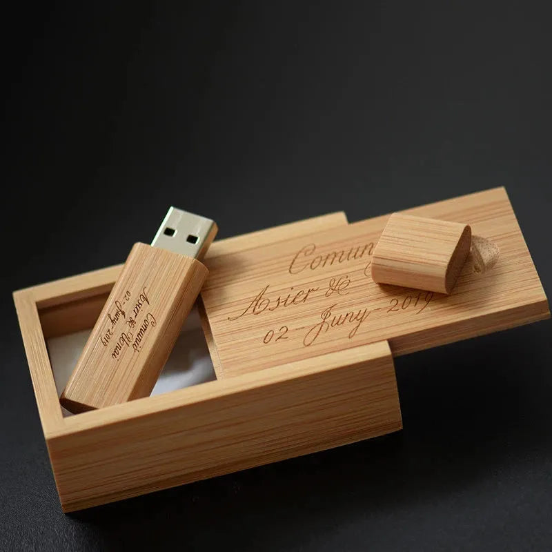 32GB wooden USB flash drive with free lettering in beige, light yellow, orange, maroon, or red, USB 2.0 waterproof.