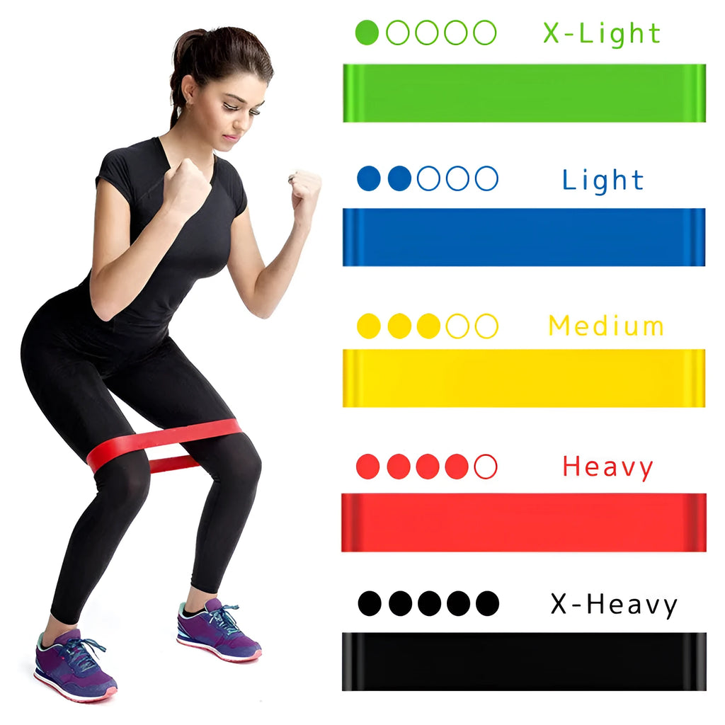 ABS resistance band set in five colours for fitness body training