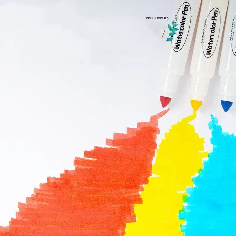 Children's washable watercolour pen set showing 36 and 48 colour barrel options with non-toxic plastic construction