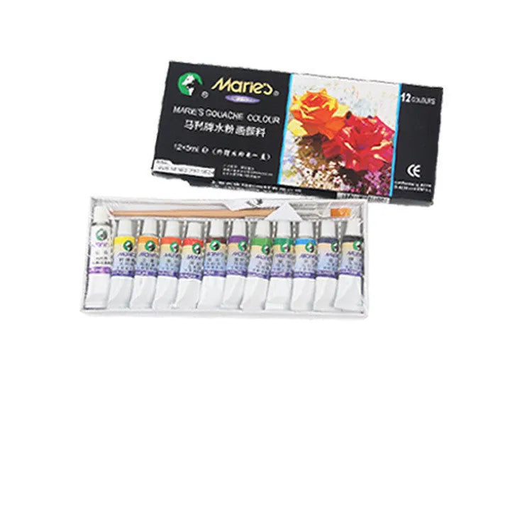 Boxed set of Marley gouache paint tubes in 12, 18, and 24 colour options for artists.