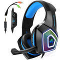 Wired gaming headset with microphone, 3.5mm plug, 2.1m cable, 40mm drivers, blue or red