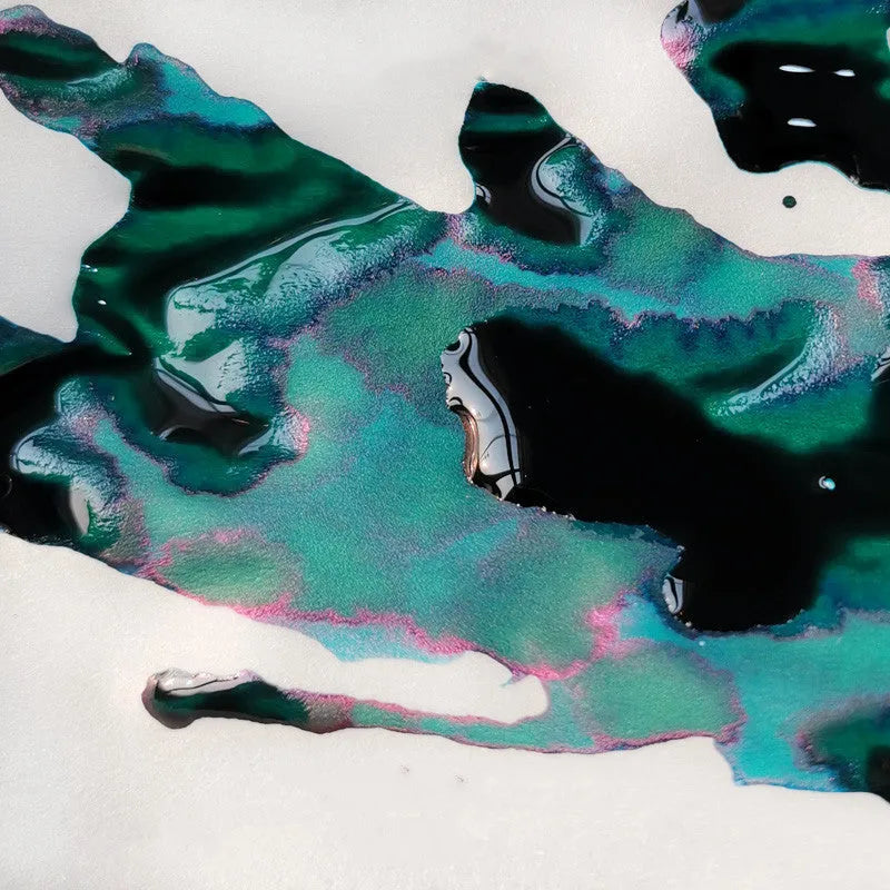 Gold powder gradient sheen ink bottle for fountain pens in red tide or truffle colour options