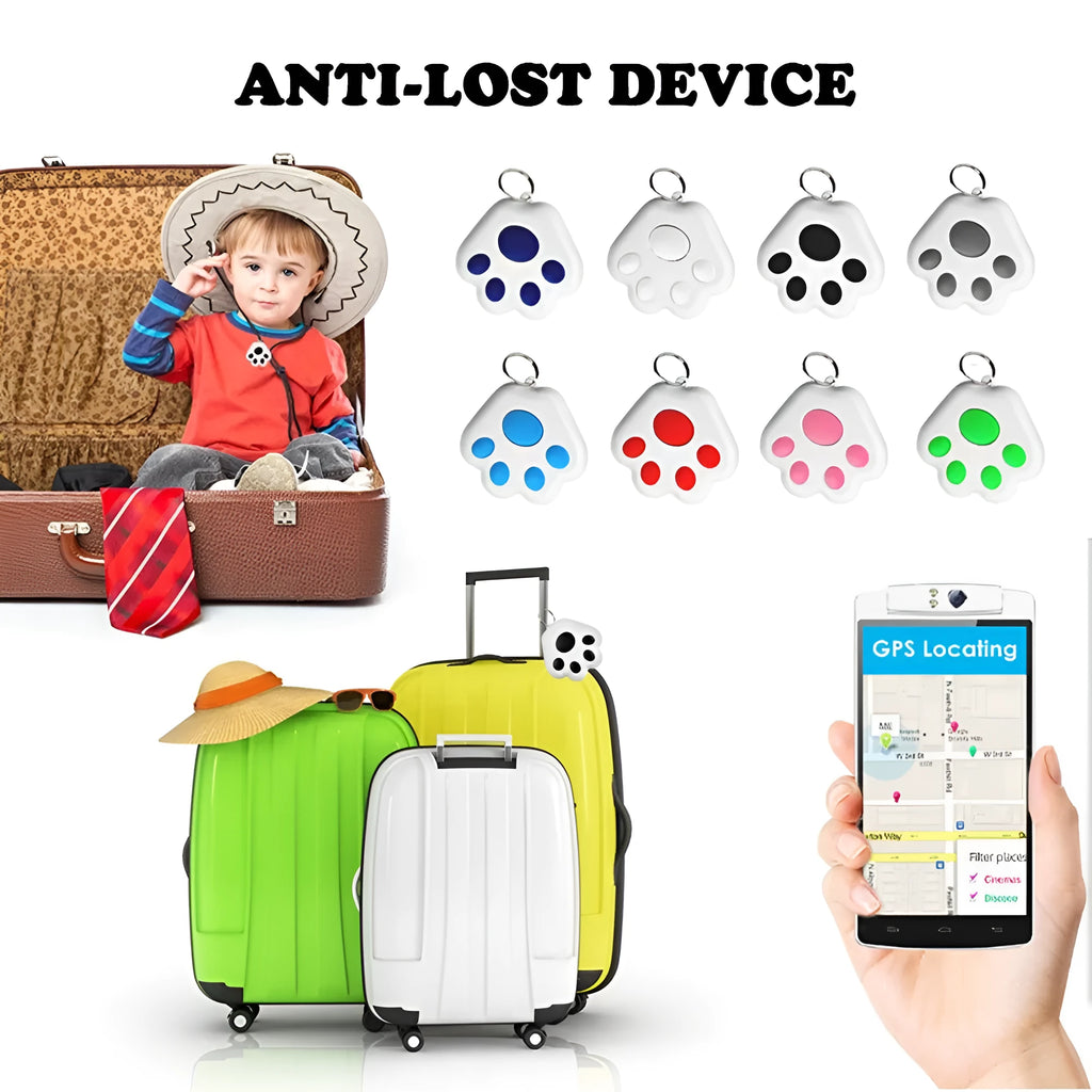 Small Bluetooth tracker device in choice of eight colours with two-way alarm and selfie remote functions