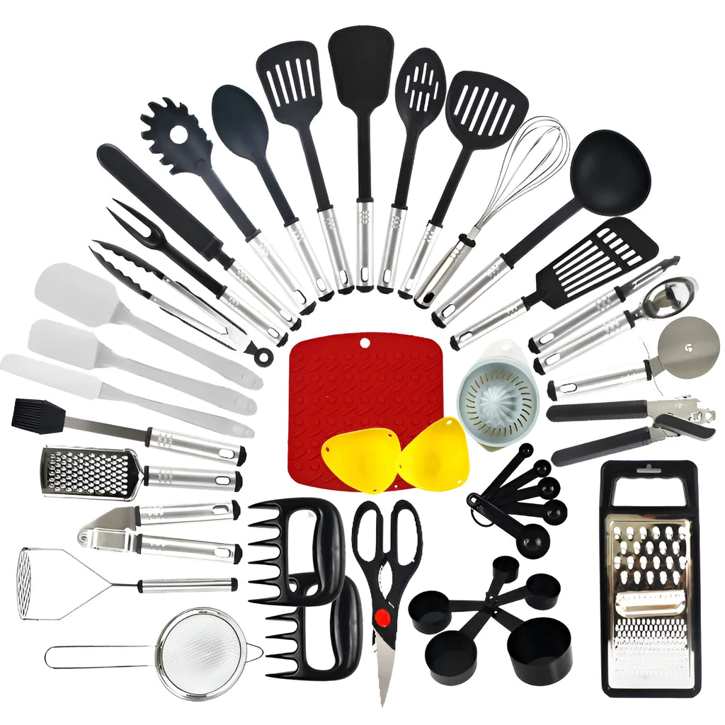 44-piece set of nylon non-stick kitchen utensils including spatulas and spoons in light luxury style
