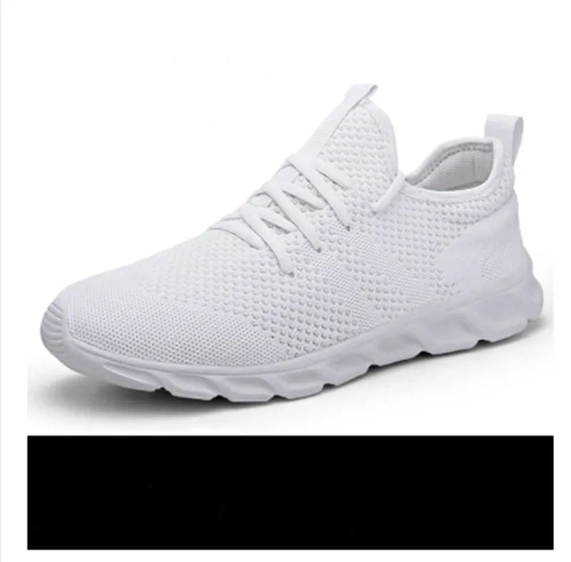 Men's black and white mesh sneaker with lace-up closure and round toe for casual outdoor wear