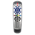 Black flat universal remote control for DISH Network satellite receiver.