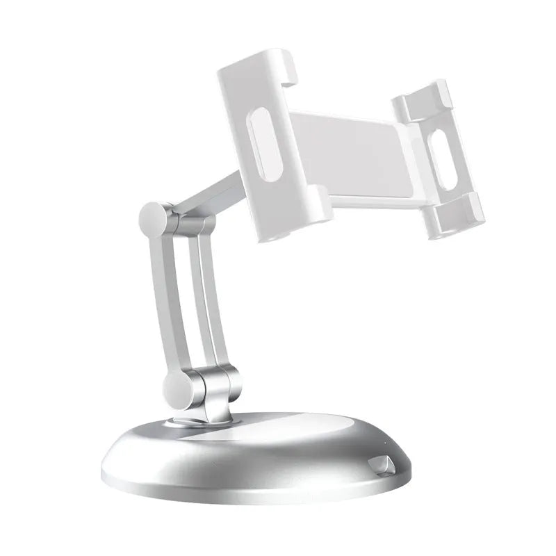 Portable multifunctional mobile phone support shelf in black on a desk holding a smartphone