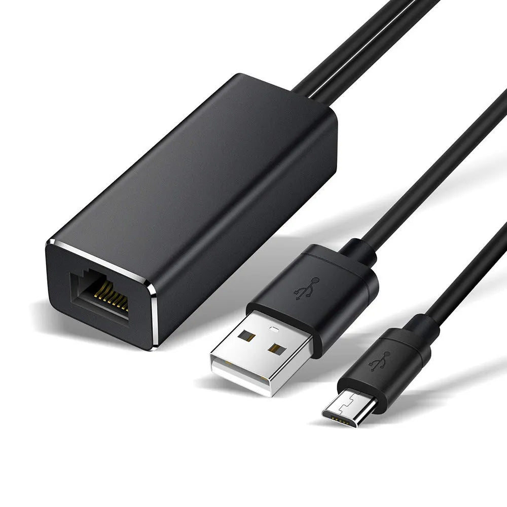 Black USB 2.0 to RJ45 Ethernet adapter for Google Chromecast and TV Stick, 58.6 x 23.9 x 16.9mm, 40g