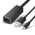 Black USB 2.0 to RJ45 Ethernet adapter for Google Chromecast and TV Stick, 58.6 x 23.9 x 16.9mm, 40g