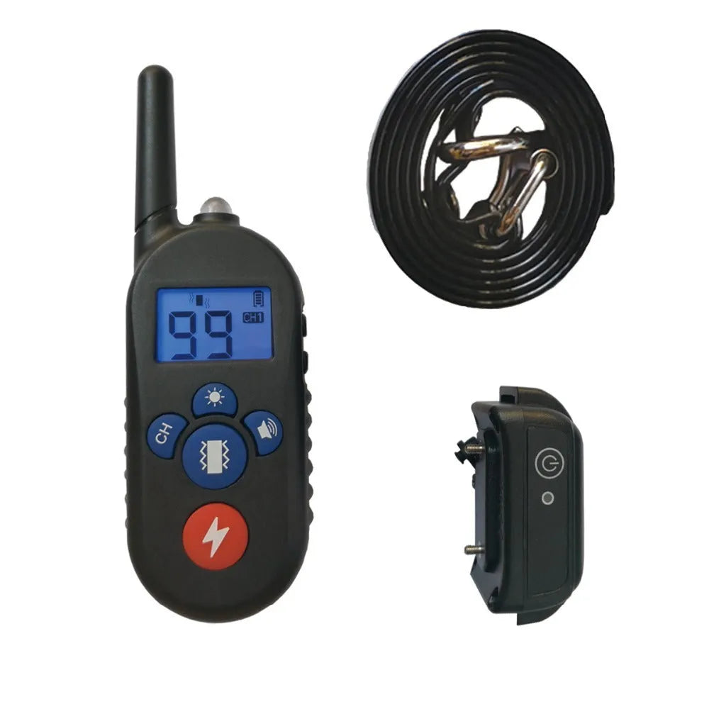 Remote control dog training collar with adjustable TUP strap, waterproof, rechargeable, black or orange