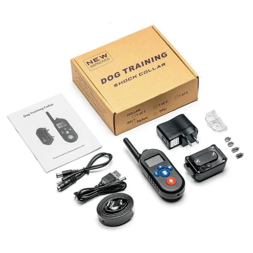 Remote control dog training collar with adjustable TUP strap, waterproof, rechargeable, black or orange